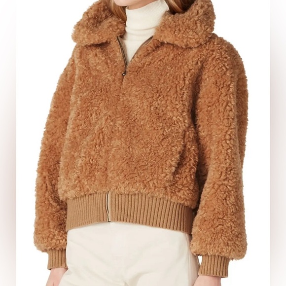 La Vie Rebecca Taylor Curly Faux Shearling Bomber - Picture 5 of 8